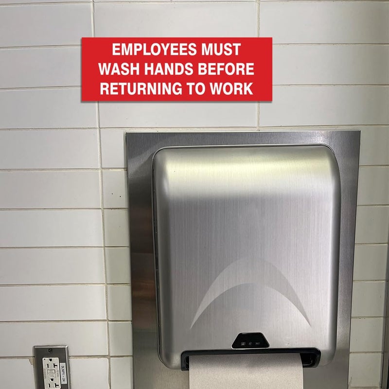 All Quality Basic Employees Must Wash Hands Door/Wall Sign - Brushed Gold - Small - Image 3